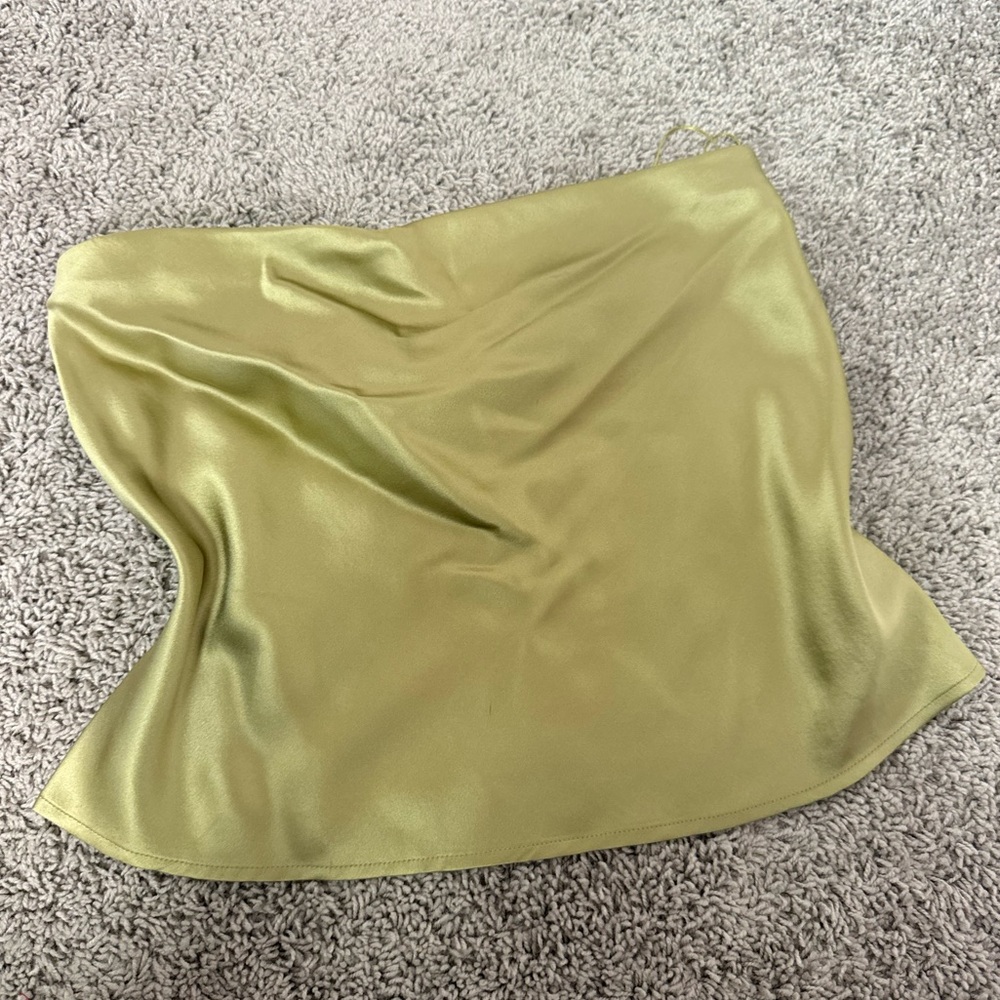 Reformation Green Satin Crop Tube Top Size Small Perfect Condition - Picture 5 of 8